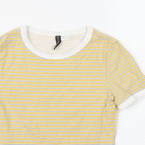 Divided Womens Yellow Striped  Basic T-Shirt Size XS