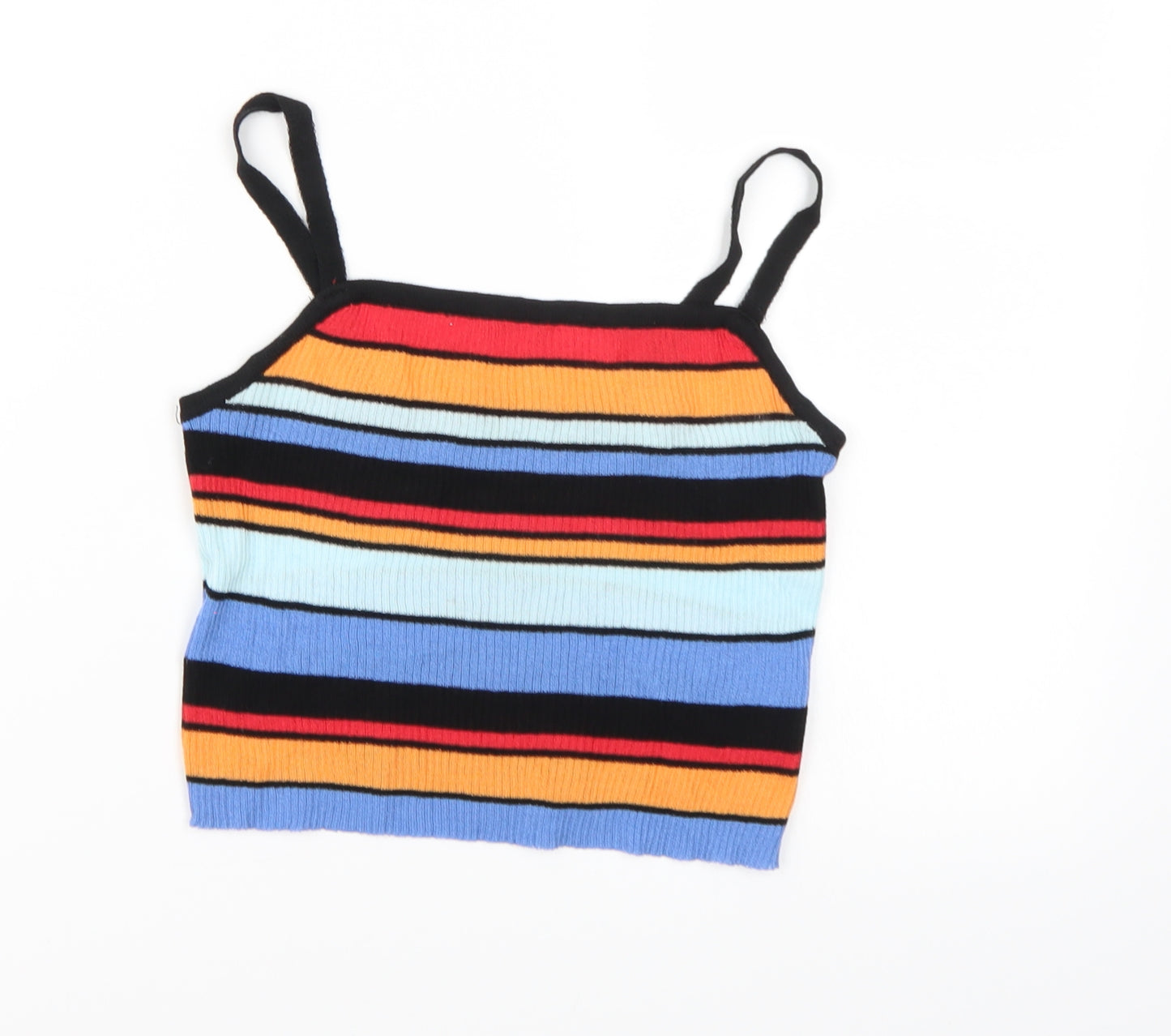 SheIn Womens Multicoloured Striped Knit Cropped Tank Size M