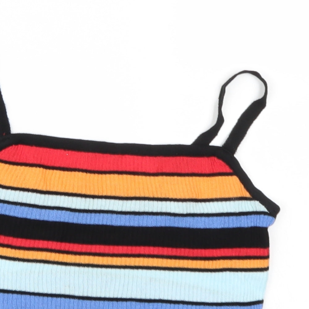 SheIn Womens Multicoloured Striped Knit Cropped Tank Size M