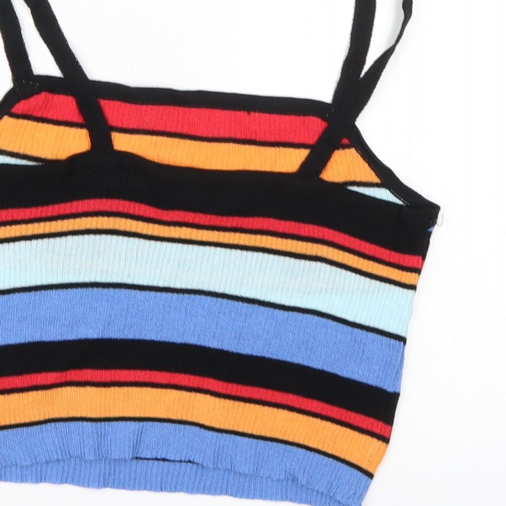 SheIn Womens Multicoloured Striped Knit Cropped Tank Size M