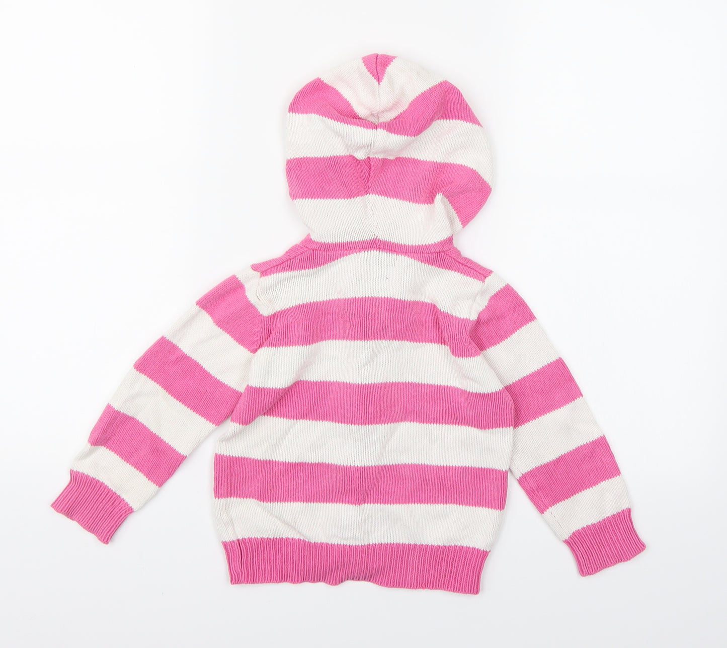 George Girls Pink Striped Knit Full Zip Hoodie Size 2-3 Years