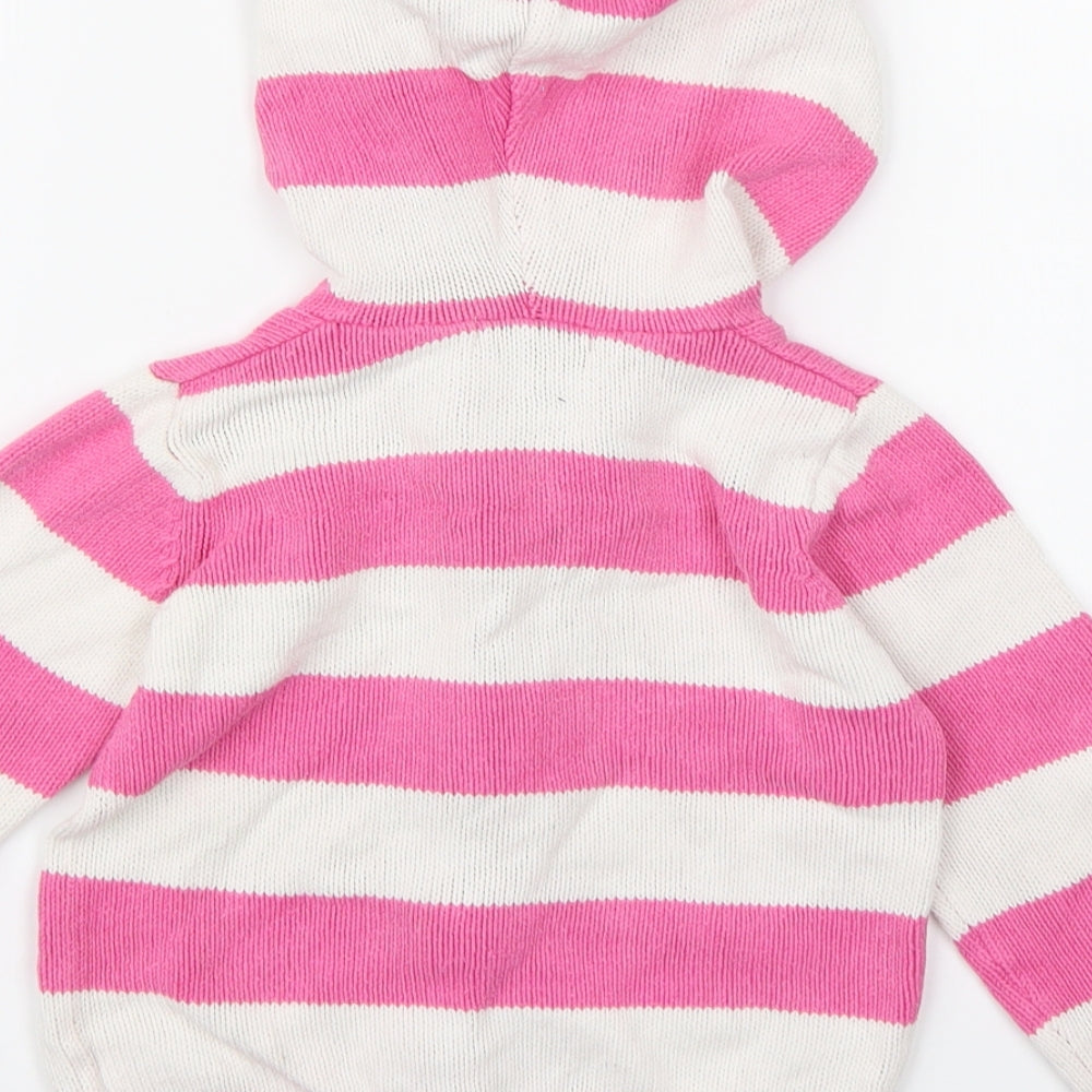 George Girls Pink Striped Knit Full Zip Hoodie Size 2-3 Years
