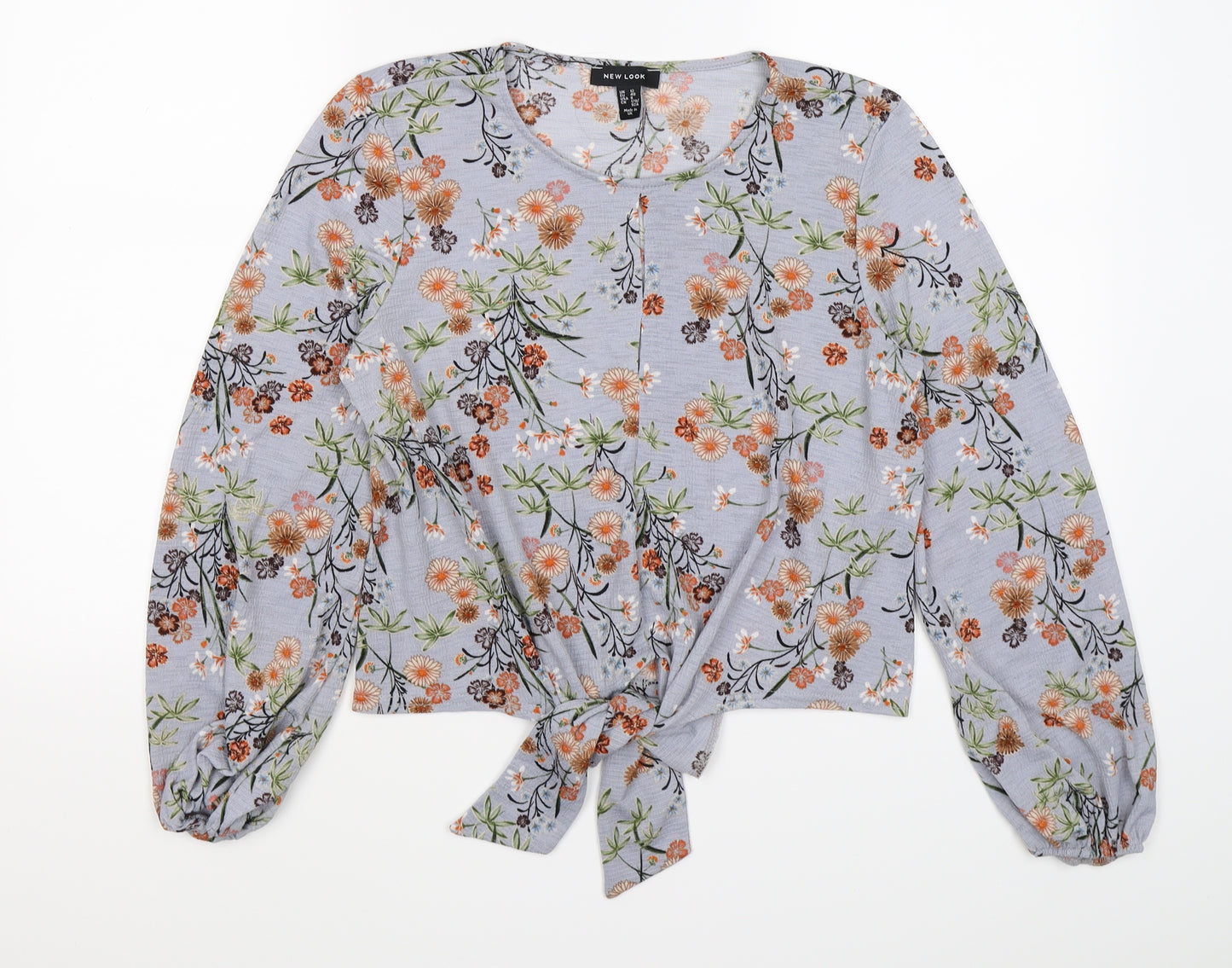 New Look Womens Brown Floral  Cropped Blouse Size 12
