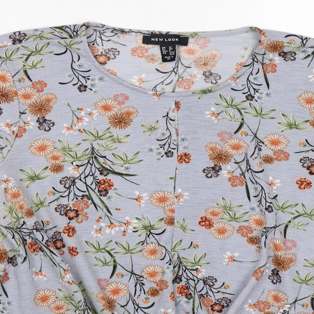 New Look Womens Brown Floral  Cropped Blouse Size 12