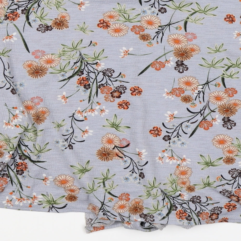 New Look Womens Brown Floral  Cropped Blouse Size 12