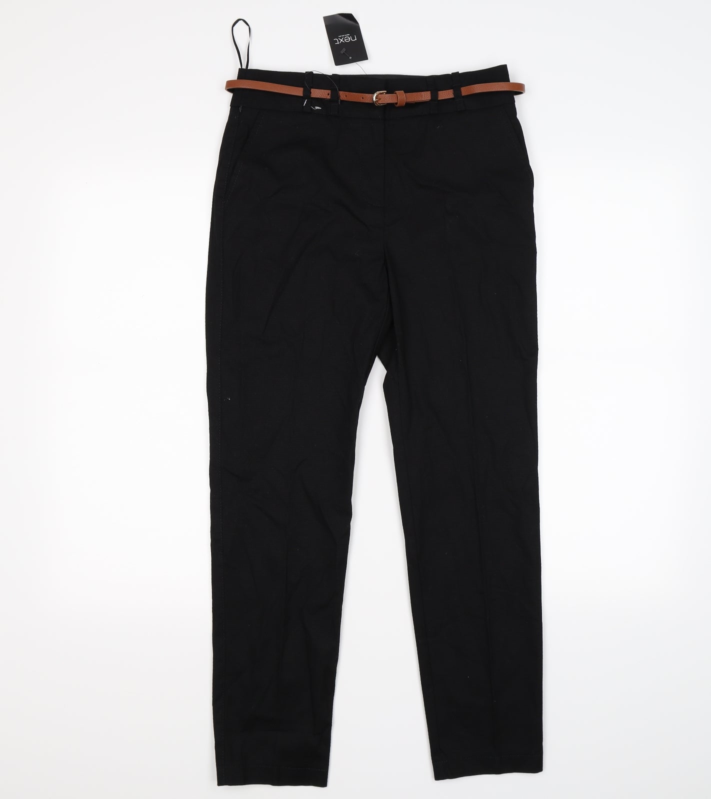 NEXT Womens Black   Capri Trousers Size 6 L26 in - with belt