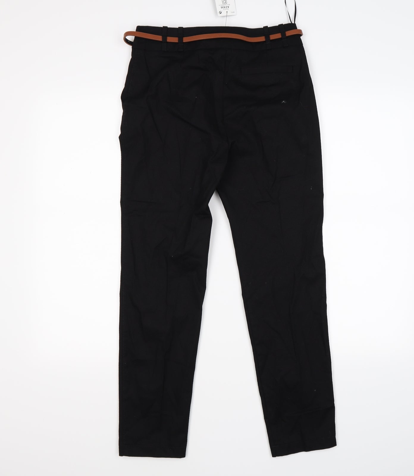 NEXT Womens Black   Capri Trousers Size 6 L26 in - with belt