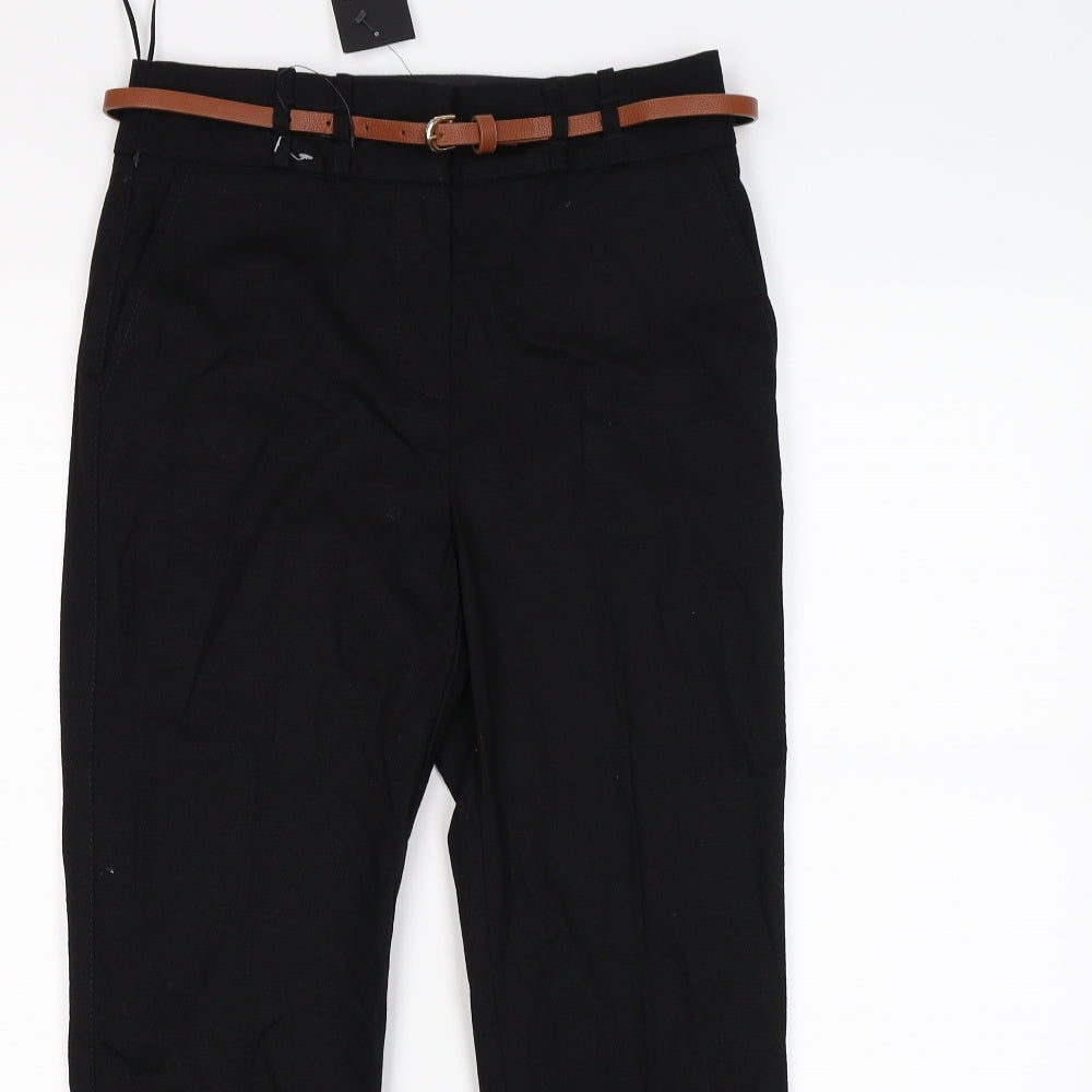 NEXT Womens Black   Capri Trousers Size 6 L26 in - with belt