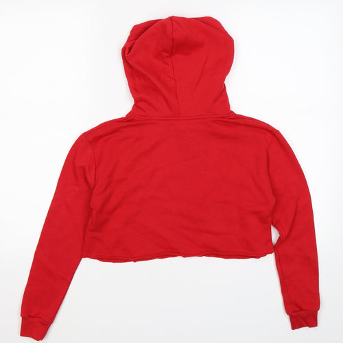 New Look Girls Red  Jersey Pullover Hoodie Size 10-11 Years  - new york. cropped