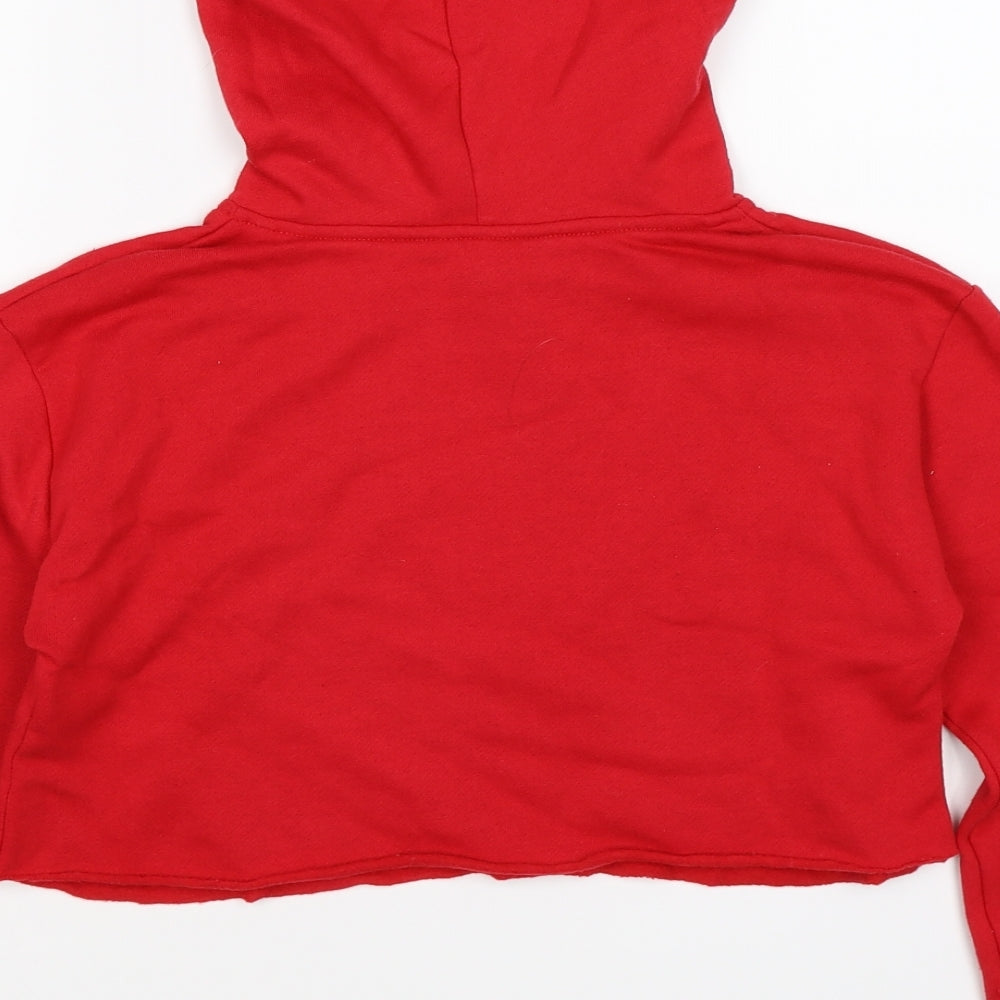 New Look Girls Red  Jersey Pullover Hoodie Size 10-11 Years  - new york. cropped