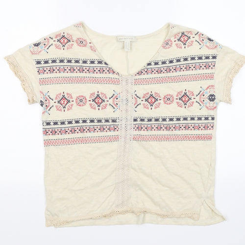 Springfield Womens Beige Floral Knit Pullover Jumper Size M