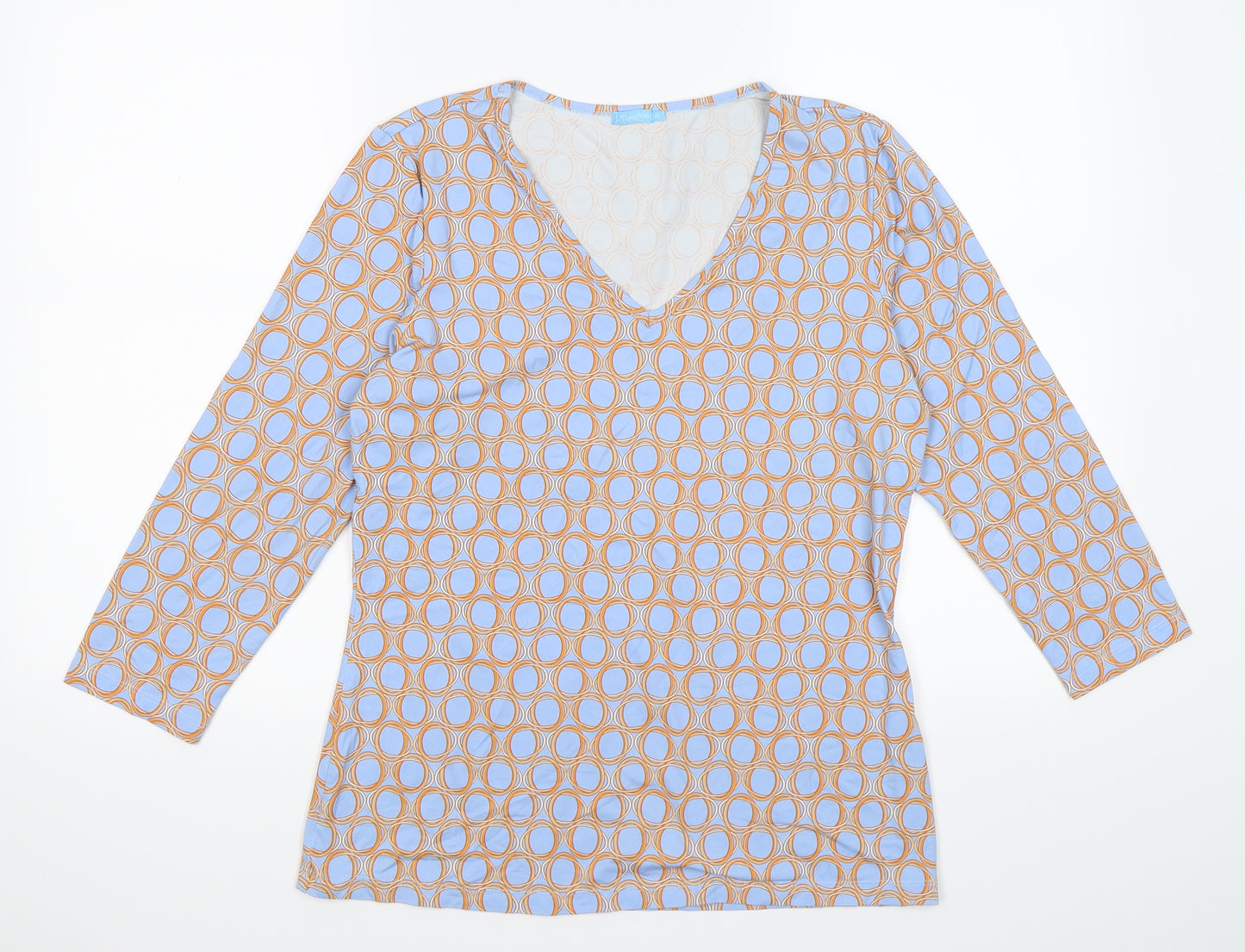 J. McLaughlin Womens Blue Polka Dot  Basic T-Shirt Size M