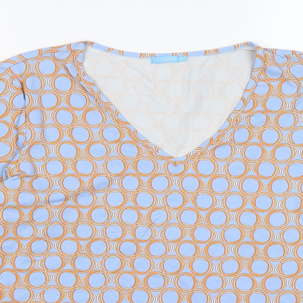 J. McLaughlin Womens Blue Polka Dot  Basic T-Shirt Size M