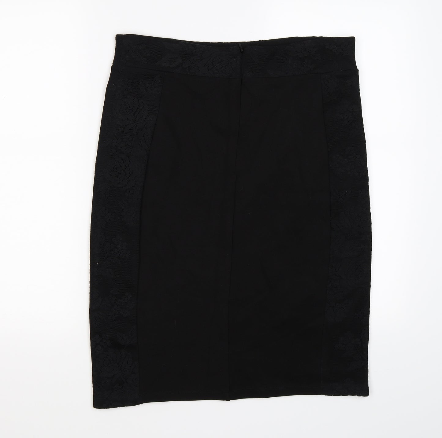 Oasis Womens Black Floral  Straight & Pencil Skirt Size L  - lace floral trim