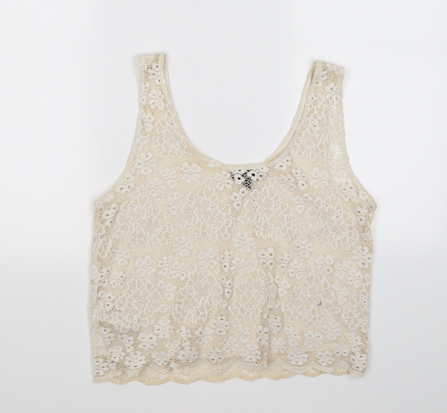 Topshop Womens Beige Floral Lace Cropped Tank Size 10
