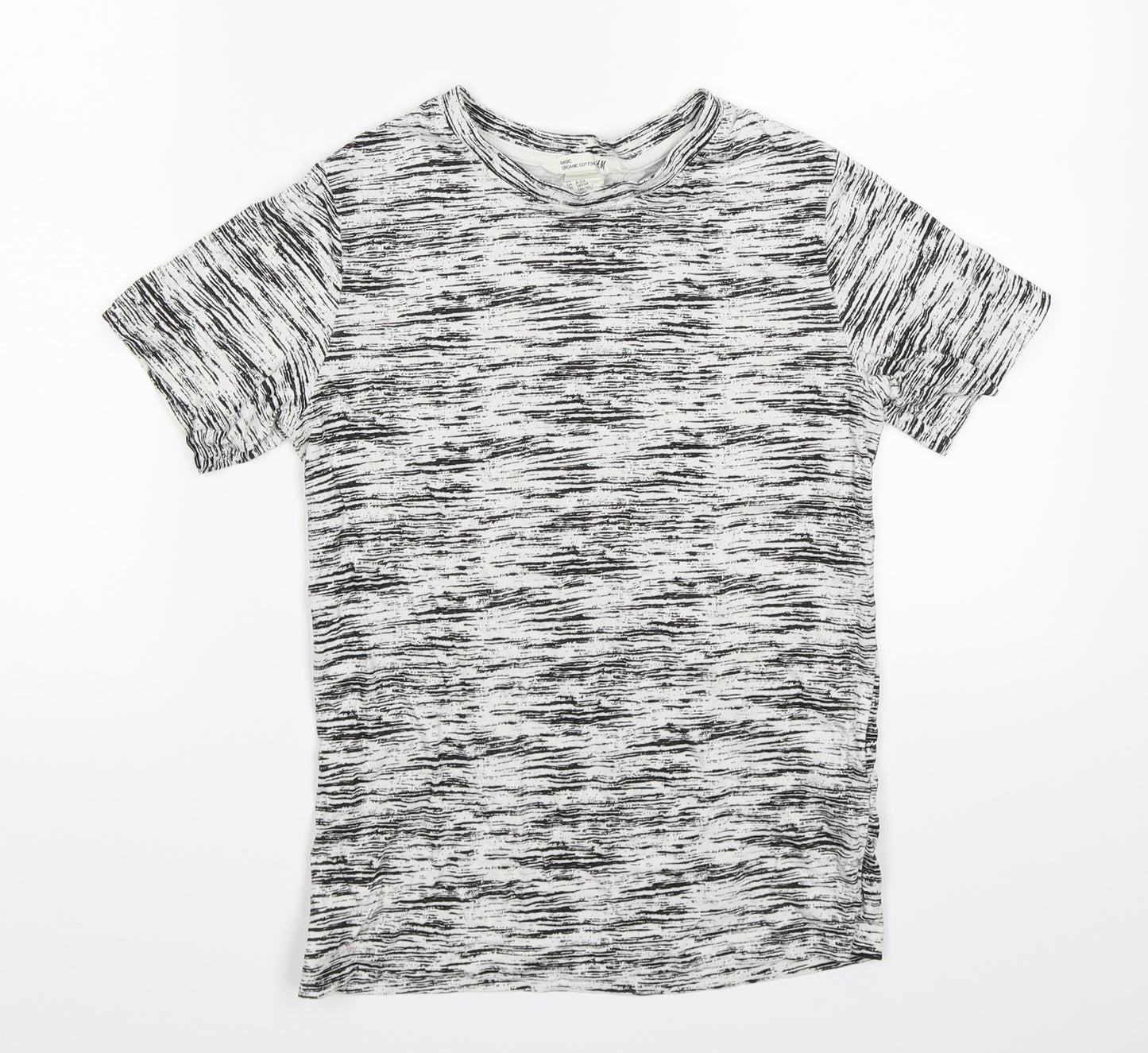 H&M Boys Grey Striped  Basic T-Shirt Size 8-9 Years  - organic