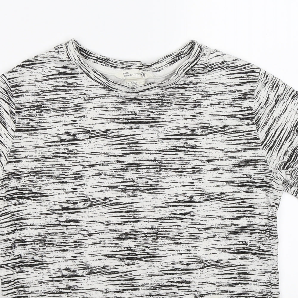 H&M Boys Grey Striped  Basic T-Shirt Size 8-9 Years  - organic