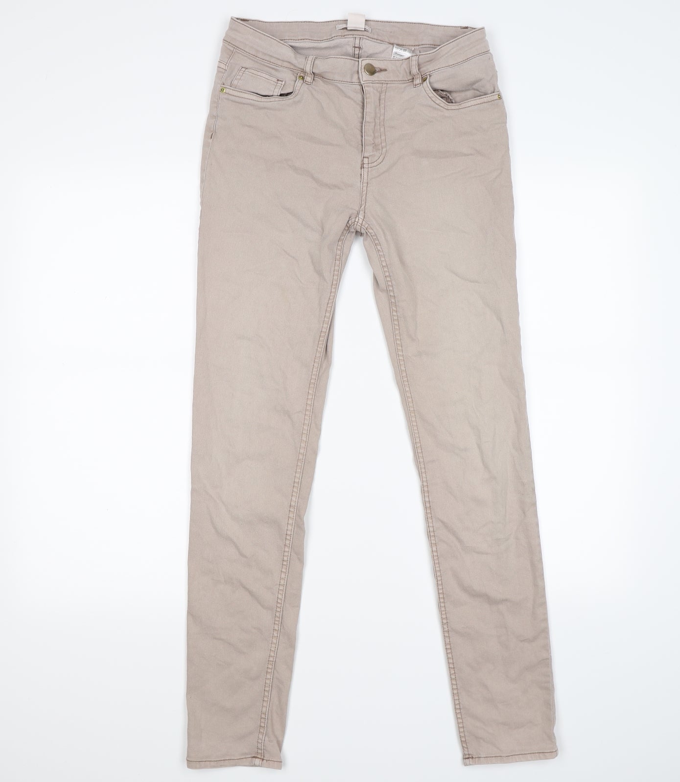 H&M Womens Beige  Denim Skinny Jeans Size 12 L28 in