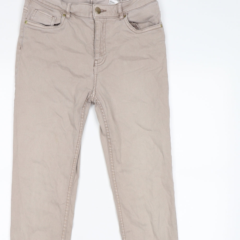 H&M Womens Beige  Denim Skinny Jeans Size 12 L28 in