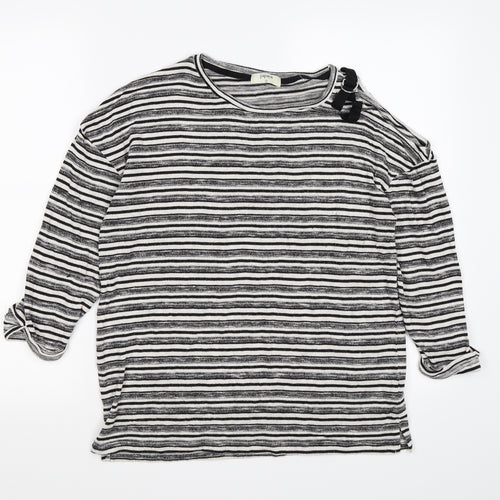 Papaya Womens Grey Striped  Pullover Jumper Size 12  - one cold shoulder