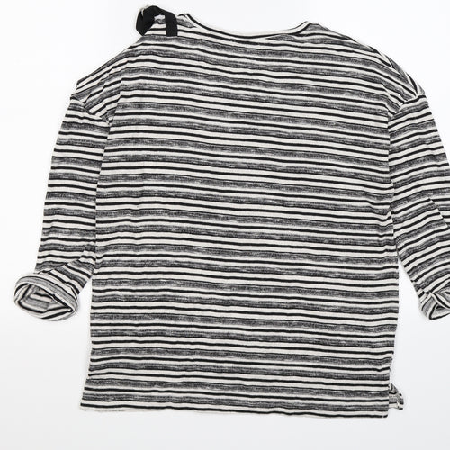 Papaya Womens Grey Striped  Pullover Jumper Size 12  - one cold shoulder