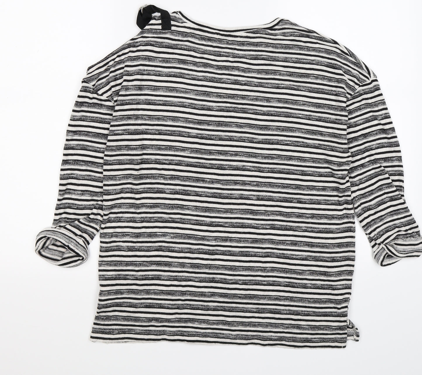 Papaya Womens Grey Striped  Pullover Jumper Size 12  - one cold shoulder