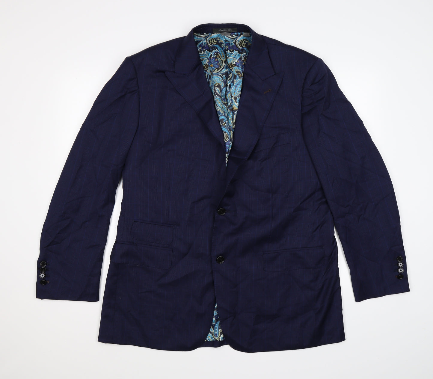 Indochino Mens Blue Check  Jacket Suit Jacket Size 44