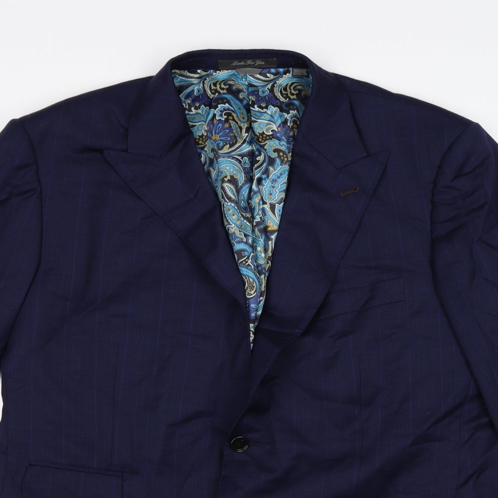 Indochino Mens Blue Check  Jacket Suit Jacket Size 44