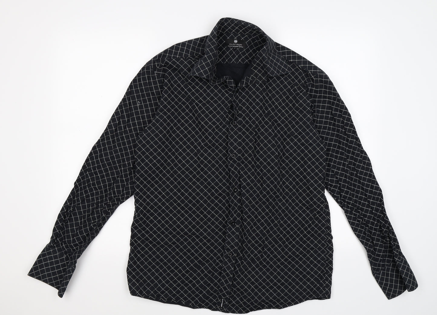 outrage Mens Black Argyle/Diamond   Button-Up Size M