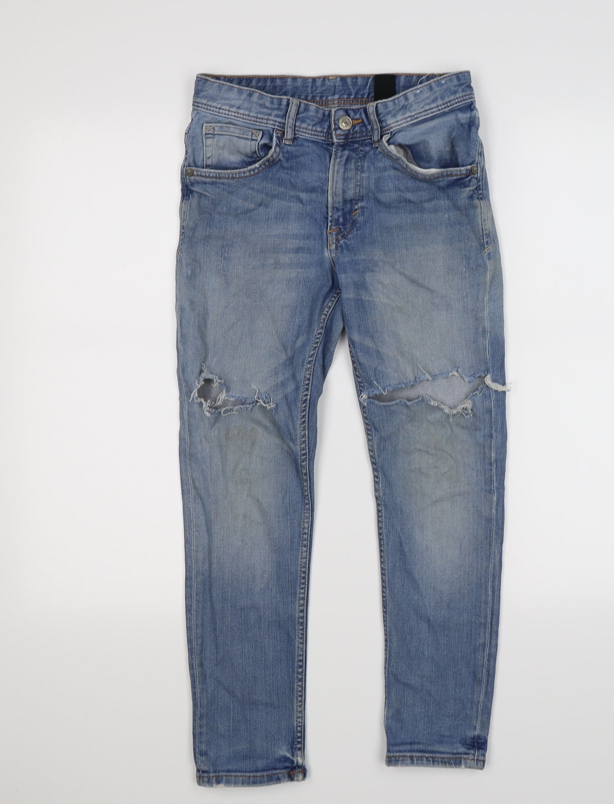 H&M Boys Blue  Denim Skinny Jeans Size 9-10 Years - distressed