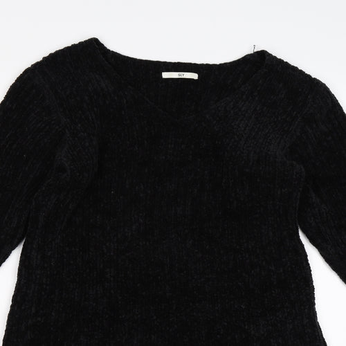 SLY Womens Black Striped Knit Jumper Dress  One Size  - Asymmetric