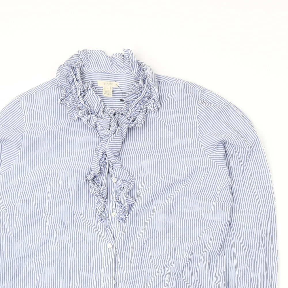 J.CREW Womens Blue Striped  Basic Blouse Size 12