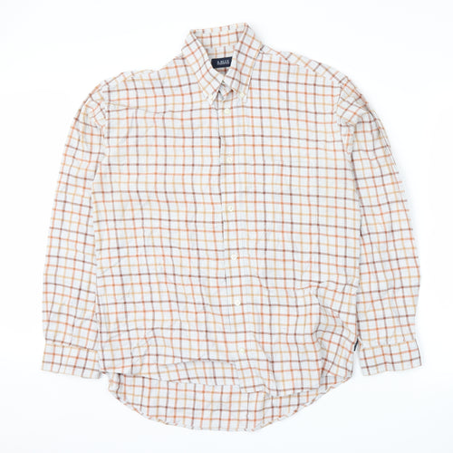 R. Blue Mens Orange Plaid   Button-Up Size M