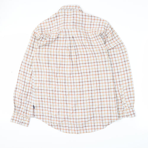 R. Blue Mens Orange Plaid   Button-Up Size M