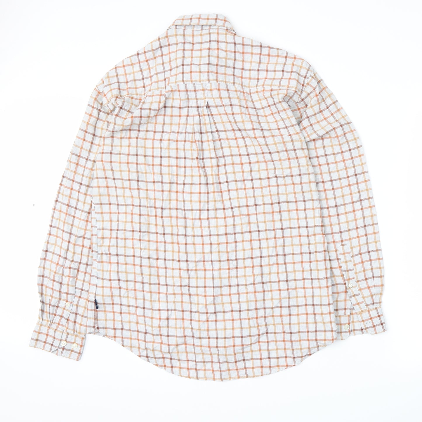 R. Blue Mens Orange Plaid   Button-Up Size M