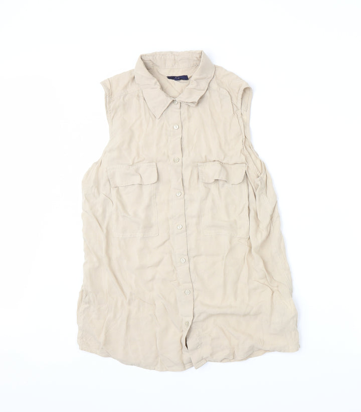Gap Womens Beige Basic Button-Up Size M