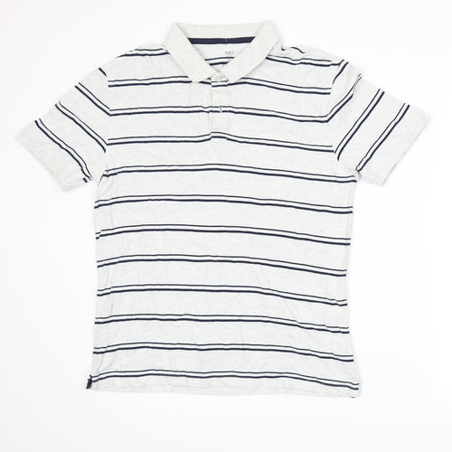 Marks and Spencer Mens Grey Striped   Polo Size M