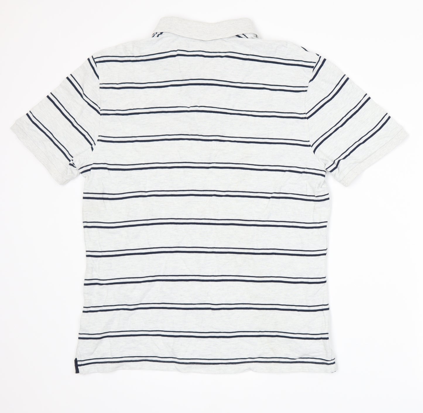 Marks and Spencer Mens Grey Striped   Polo Size M