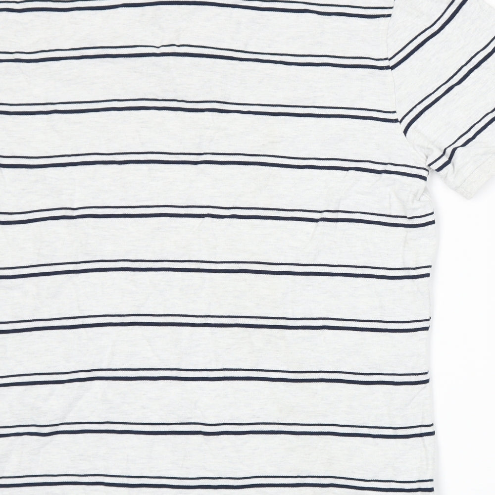 Marks and Spencer Mens Grey Striped   Polo Size M