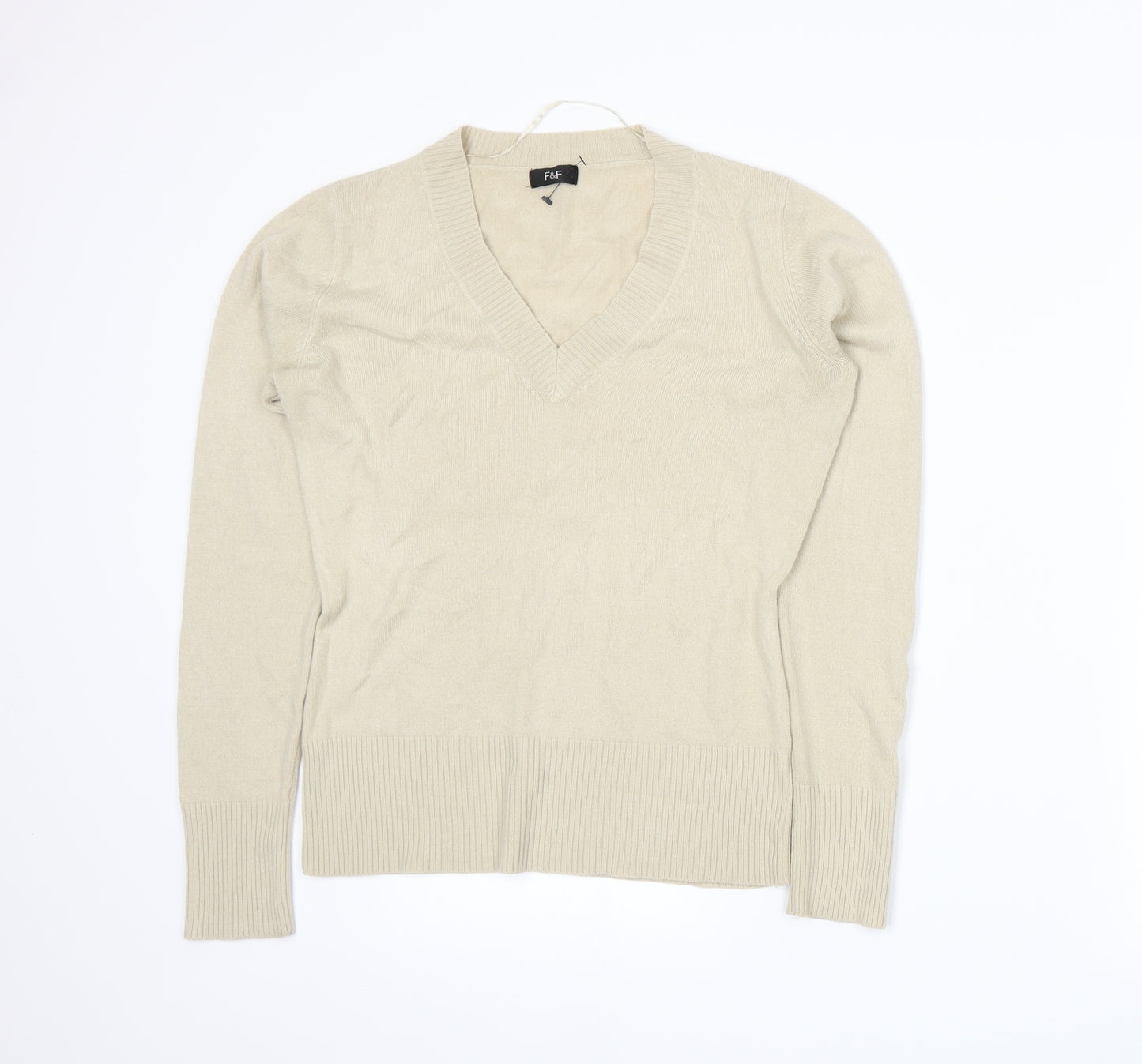 F&F Womens Beige  Knit Pullover Jumper Size 10