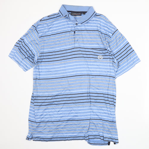 Meantime Womens Blue Striped  Basic Polo Size XL