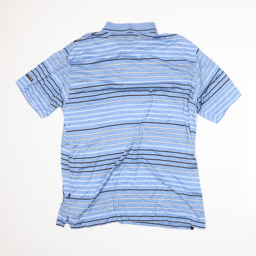 Meantime Womens Blue Striped  Basic Polo Size XL