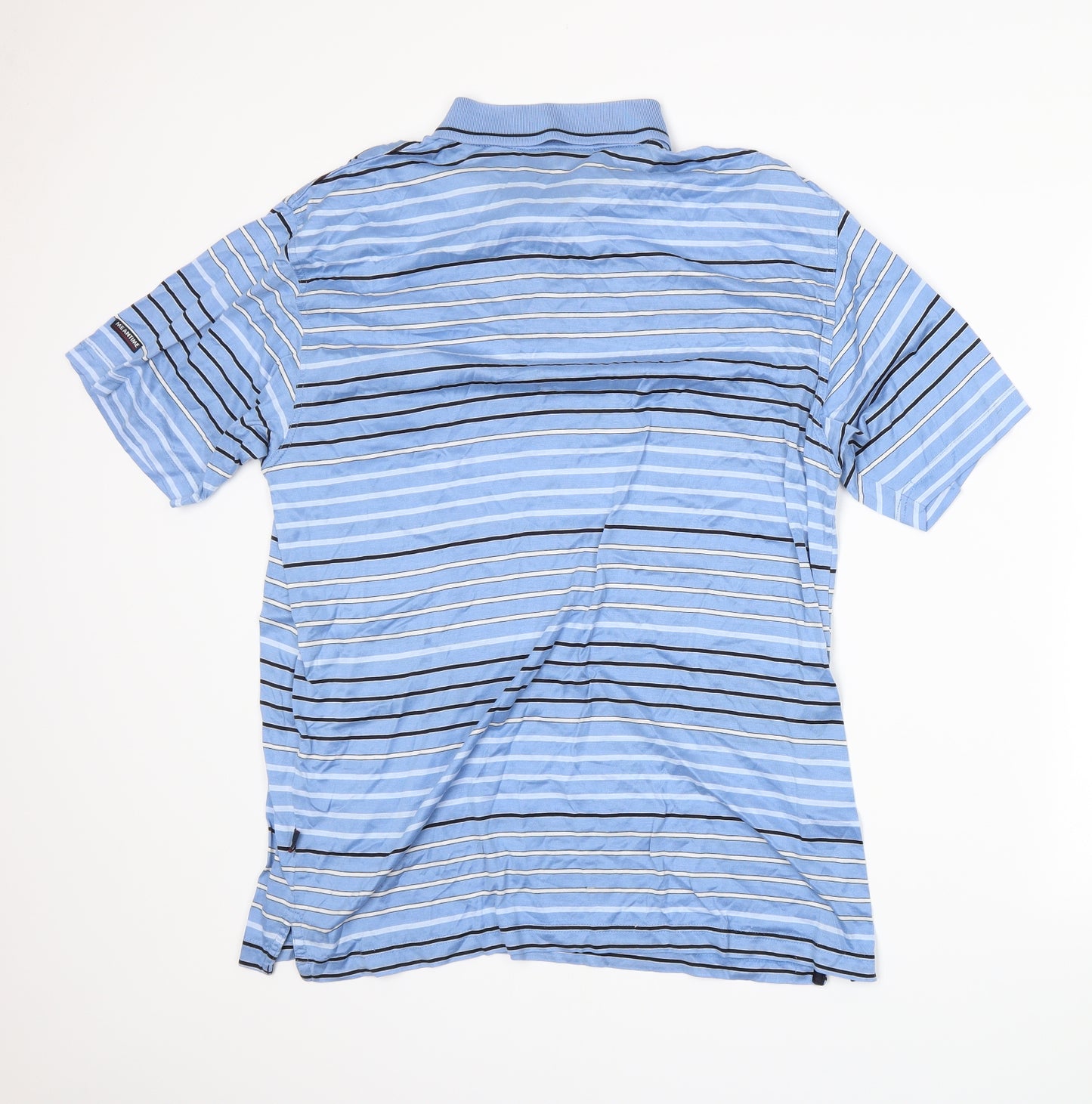 Meantime Womens Blue Striped  Basic Polo Size XL