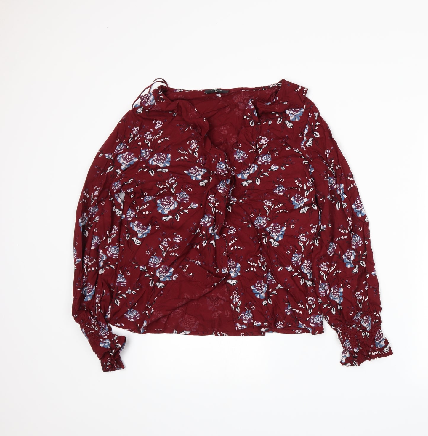 Papaya Womens Red Floral  Basic Blouse Size 10