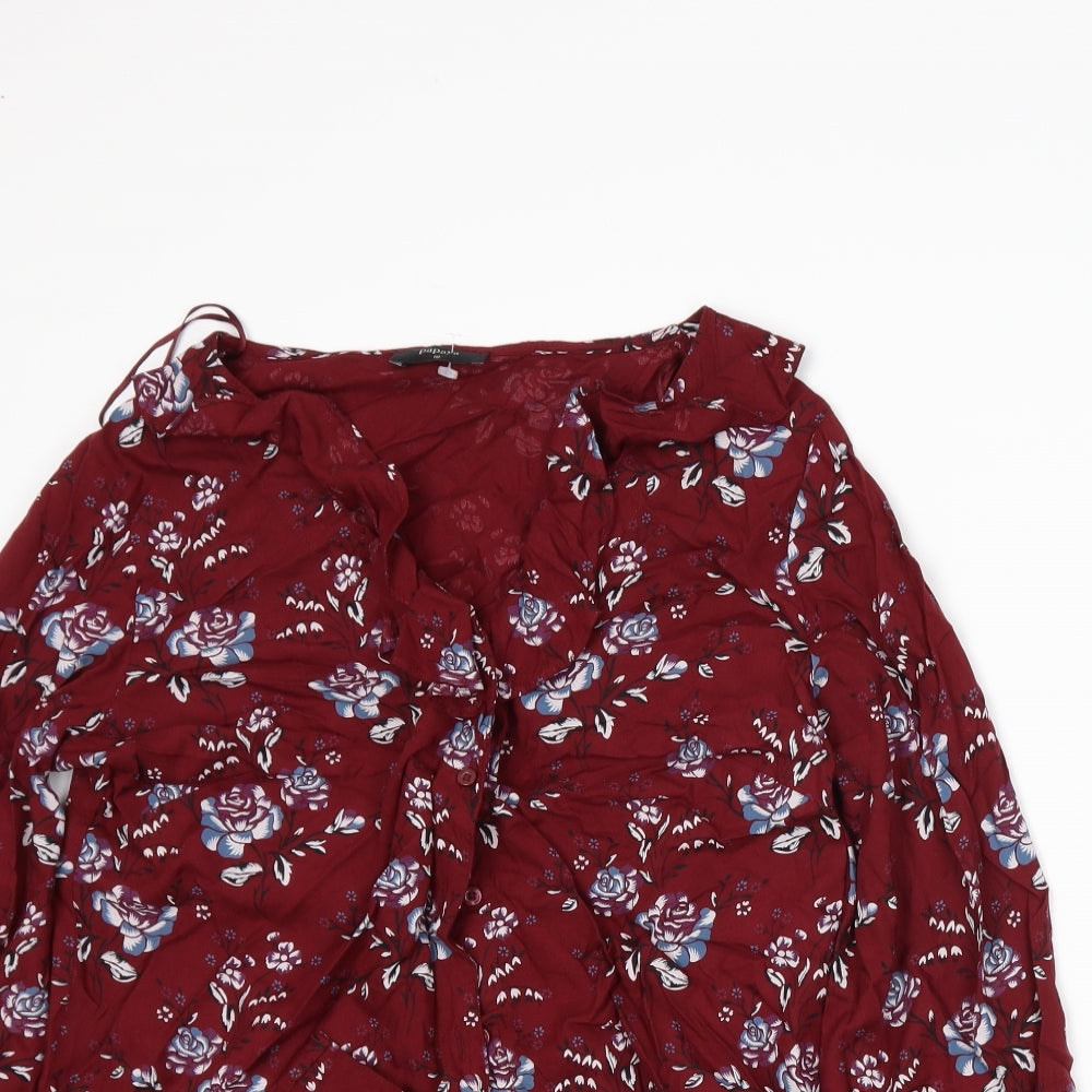 Papaya Womens Red Floral  Basic Blouse Size 10
