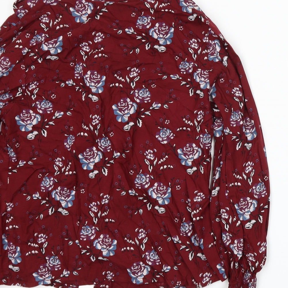 Papaya Womens Red Floral  Basic Blouse Size 10