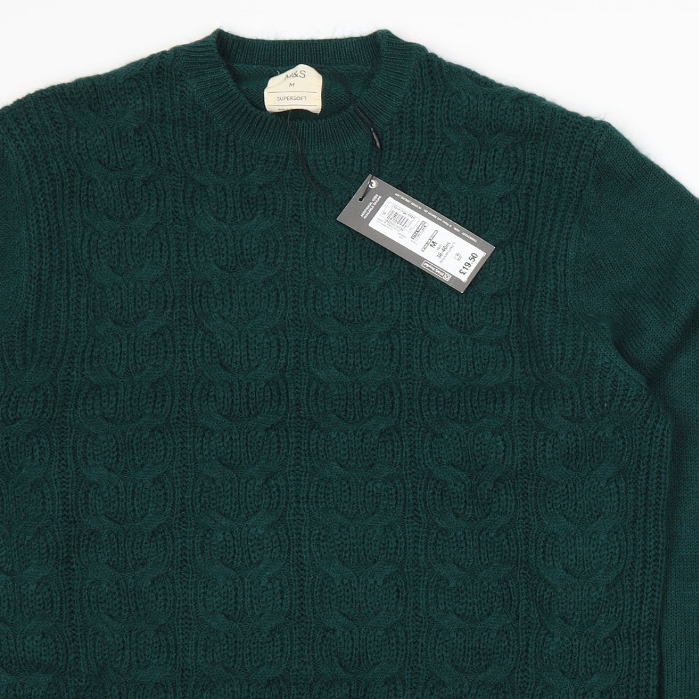 Marks and Spencer Mens Green  Knit Pullover Jumper Size M
