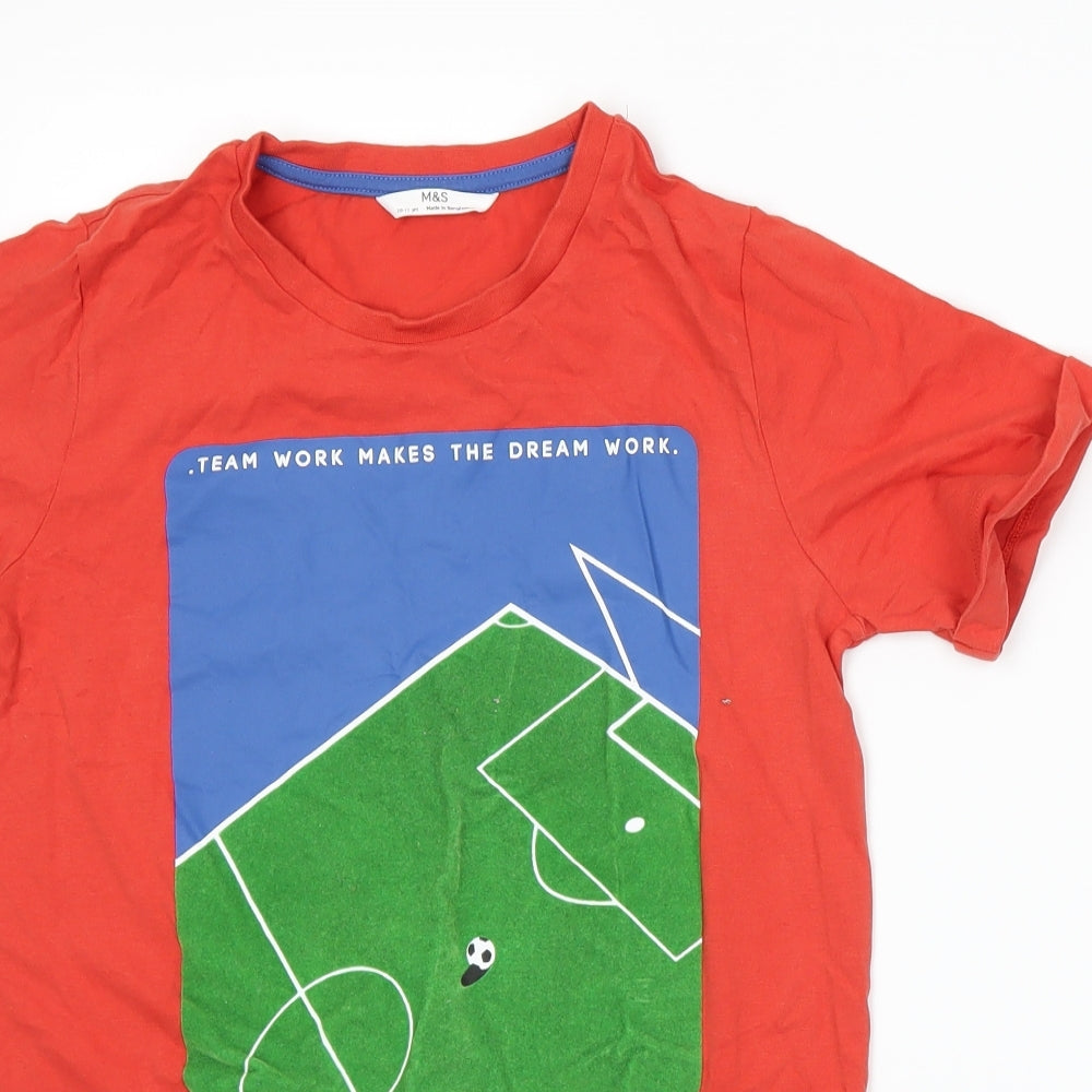 Marks and Spencer Boys Orange  Jersey Basic T-Shirt Size 10-11 Years
