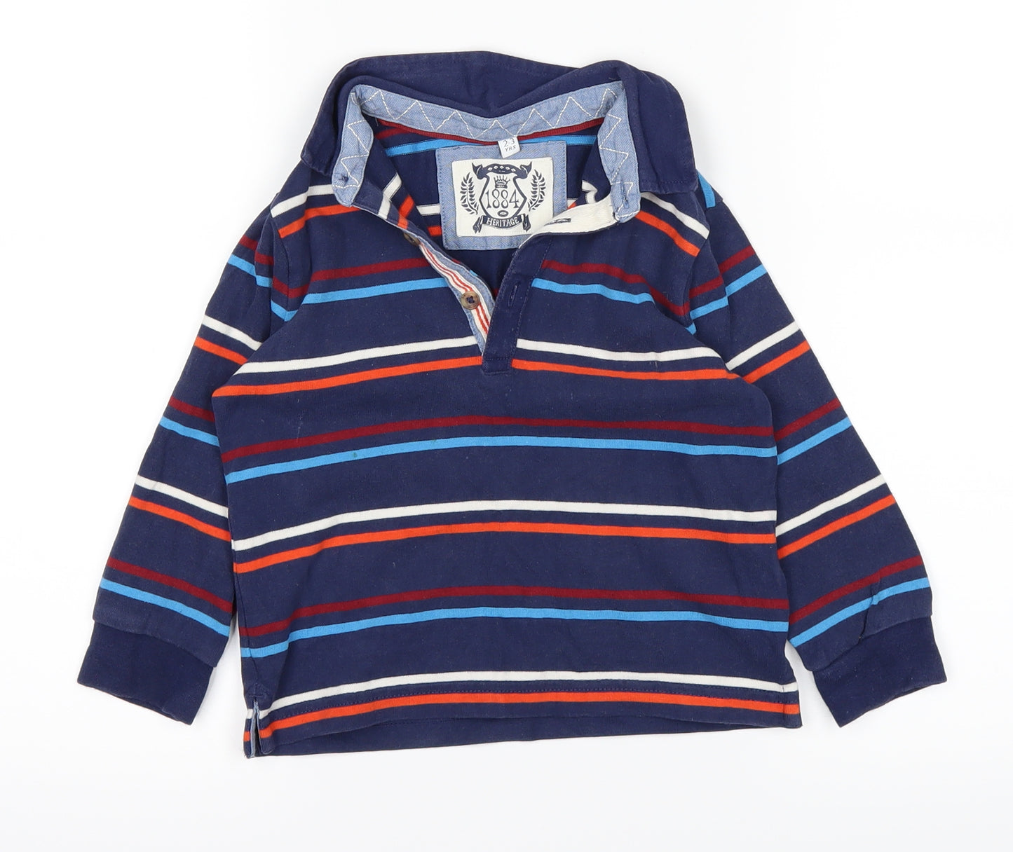 Marks and Spencer Boys Blue Striped  Basic Polo Size 2-3 Years