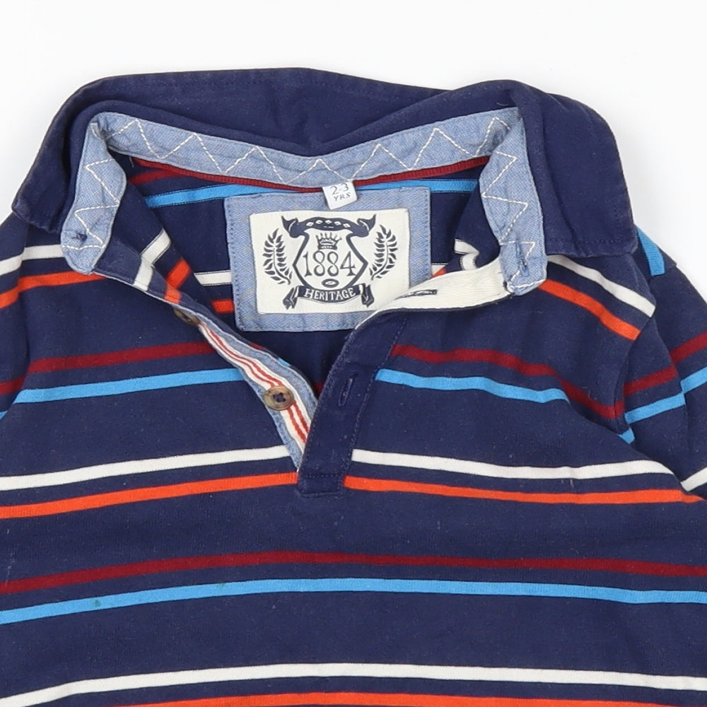 Marks and Spencer Boys Blue Striped  Basic Polo Size 2-3 Years